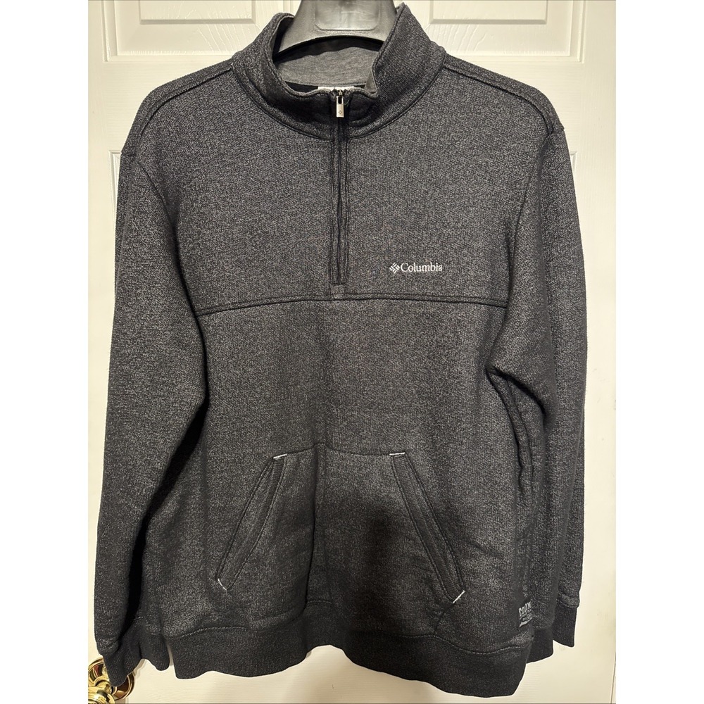 Columbia Men's  Gray 1/4 Zip Mock Neck Logo Pullover Sweater  Size Large‎